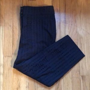 Cropped Navy Eyelet Pant